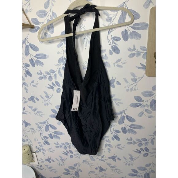 Boohoo Plus Control Halterneck Swimsuit Black Size 12 - Picture 6 of 8